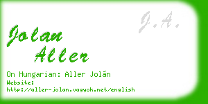 jolan aller business card